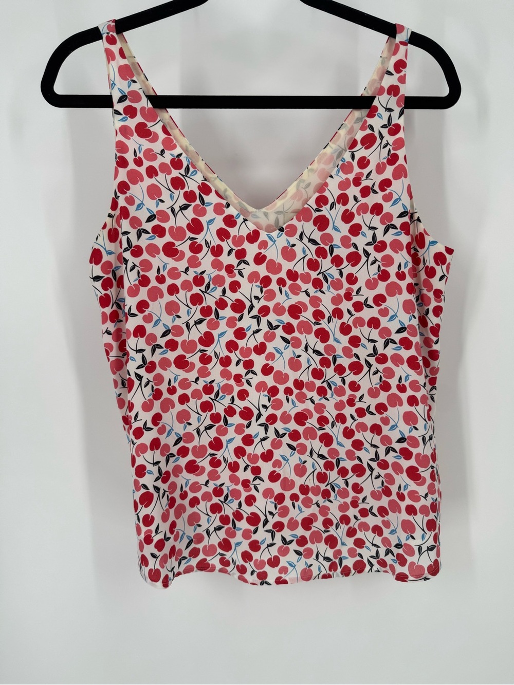 LOFT Pink Cherry Print V-Neck Camisole